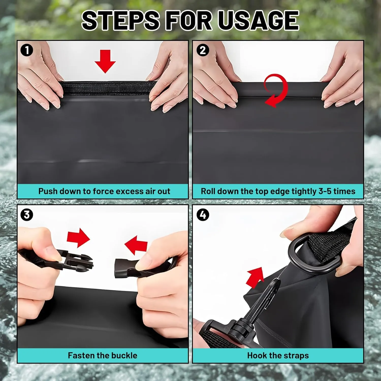 Waterproof Dry Bag,Roll Top Rose Red Eucalyptus Waterproof Backpack 5L/10L/20L Floating and Lightweight Bags for Kayaking, Boating, Fishing, Swimming and Camping