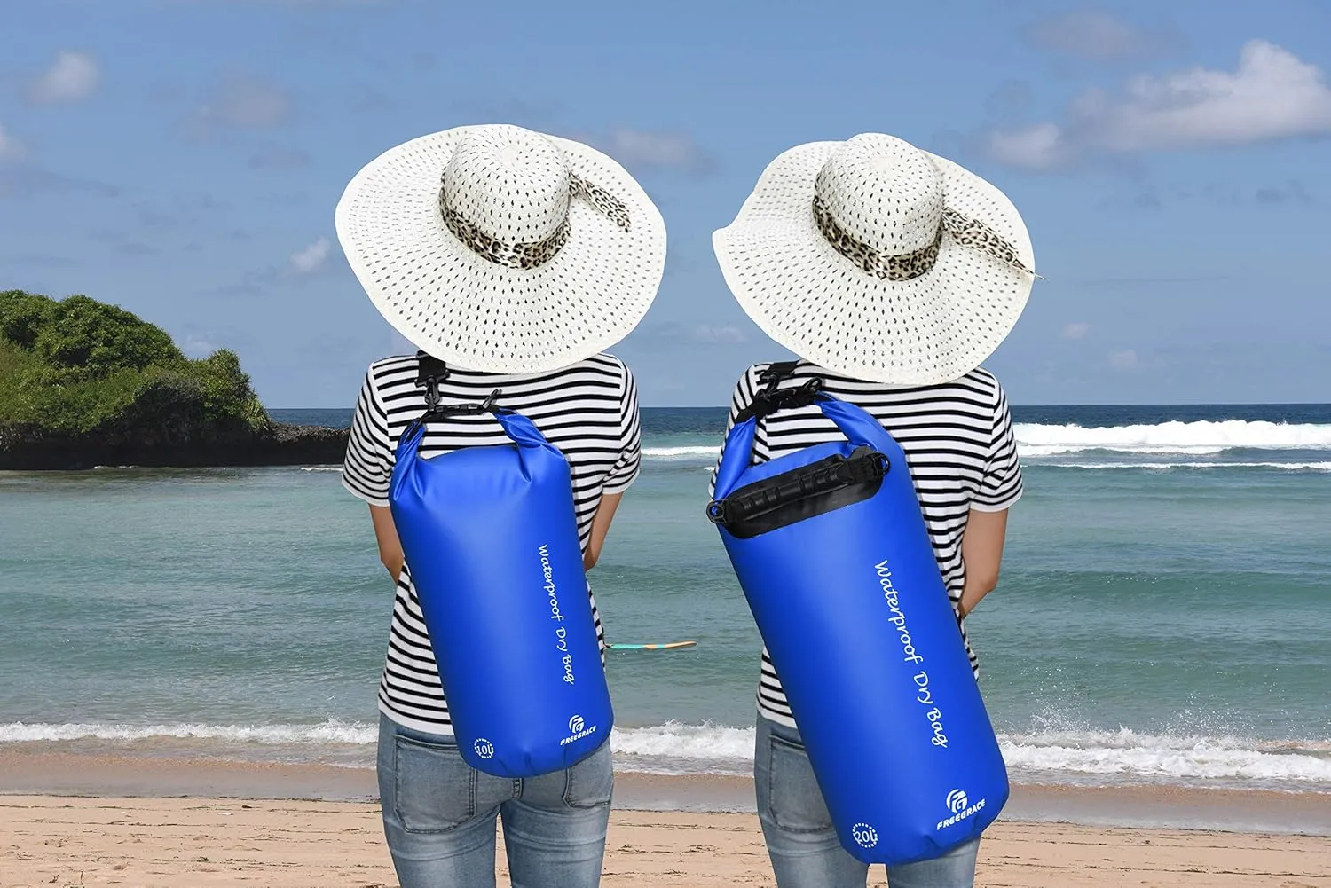 Waterproof Dry Bags Set of 3 Dry Bag with 2 Zip Lock Seals & Detachable Shoulder Strap, Waist Pouch & Phone Case - Can Be Submerged Into Water (Navy Blue, 20L)