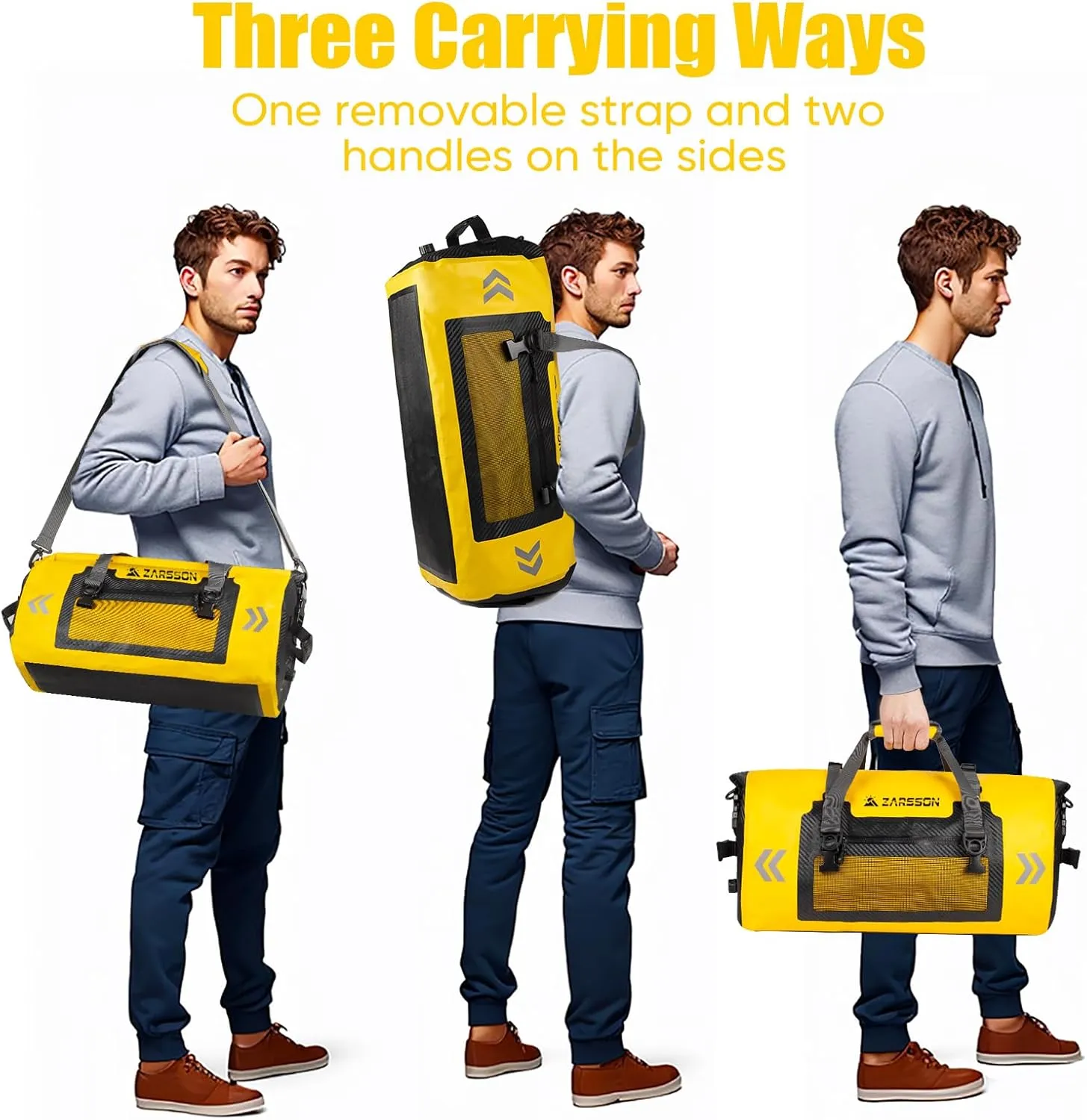 Waterproof Duffel Bag Large Dry Bags Waterproof Motorcycle Dry Bag 40L/66L for Travel Heavy Duty Roll Top with Zippered Pockets & Molle Loops Durable Straps and Handles for Kayaking Camping Boating