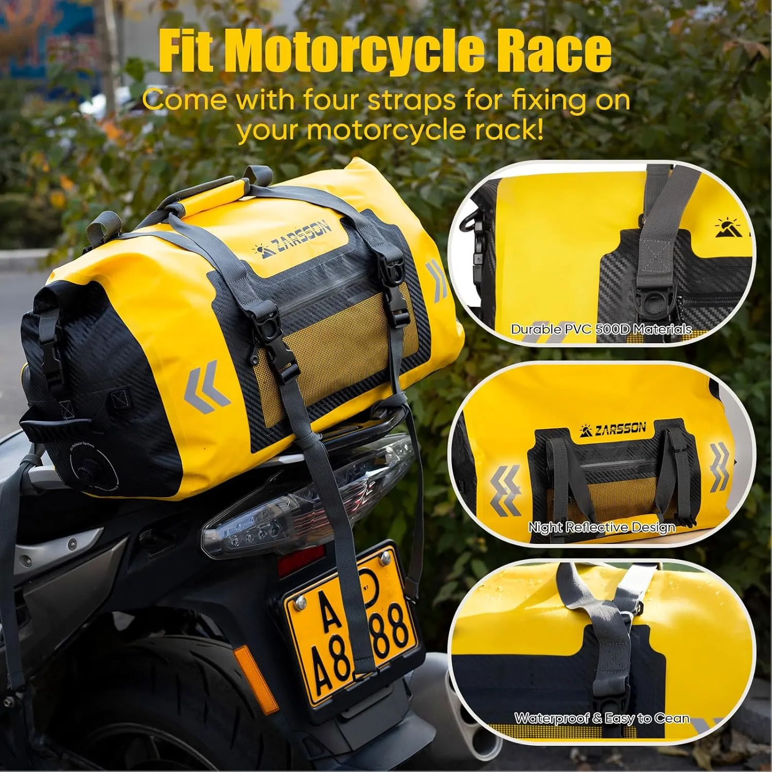 Waterproof Duffel Bag Large Dry Bags Waterproof Motorcycle Dry Bag 40L/66L for Travel Heavy Duty Roll Top with Zippered Pockets & Molle Loops Durable Straps and Handles for Kayaking Camping Boating
