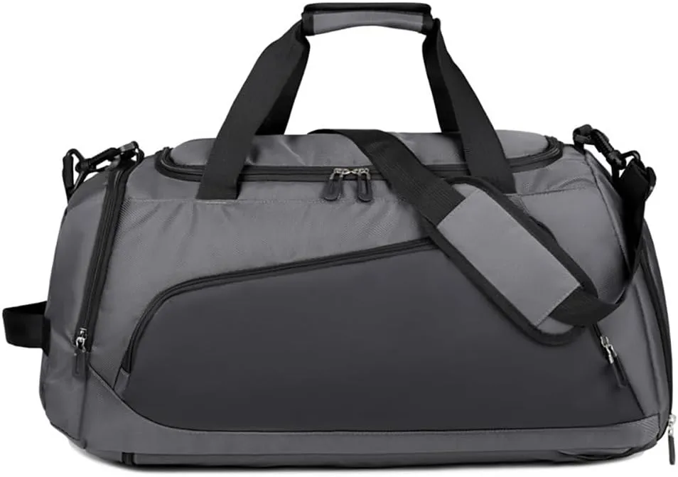 Waterproof Gym Bags for Men Women Lightweight Travel Duffle Bag Weekender Overnight Sports Workout BackBag with Shoe Compartment （Grey）