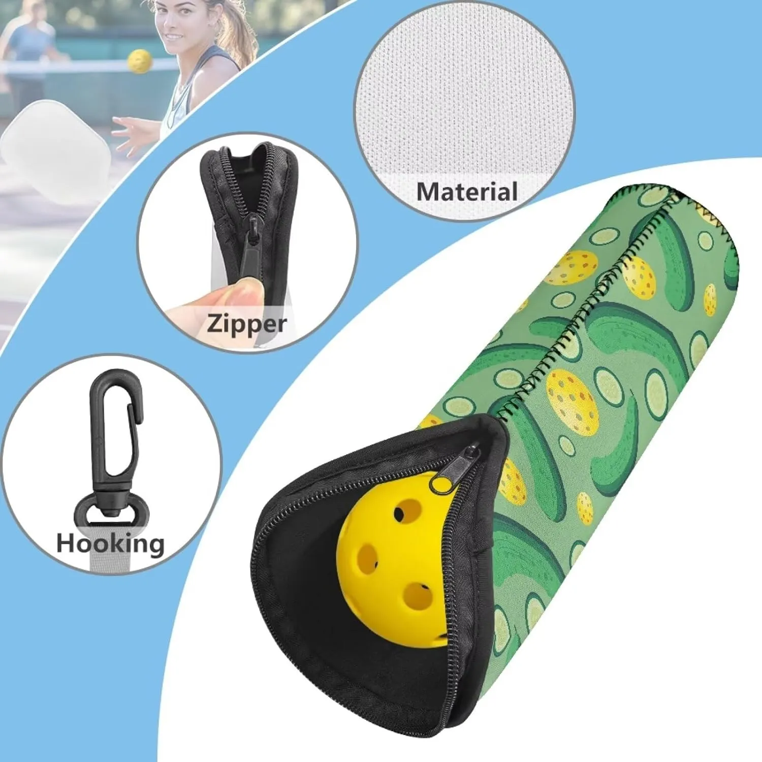 Waterproof Pickleball Bag with Hook - Multi-Sport Organizer for Tennis Golf Lightweight Tennis Storage Bags