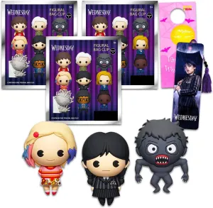 Wednesday Blind Bags Series 2 Set - Bundle with 3 Wednesday Addams Figural Bag Clip Plus Bookmark, More for Kids, Boys, Girls | Wednesday Goodie Bags Pack