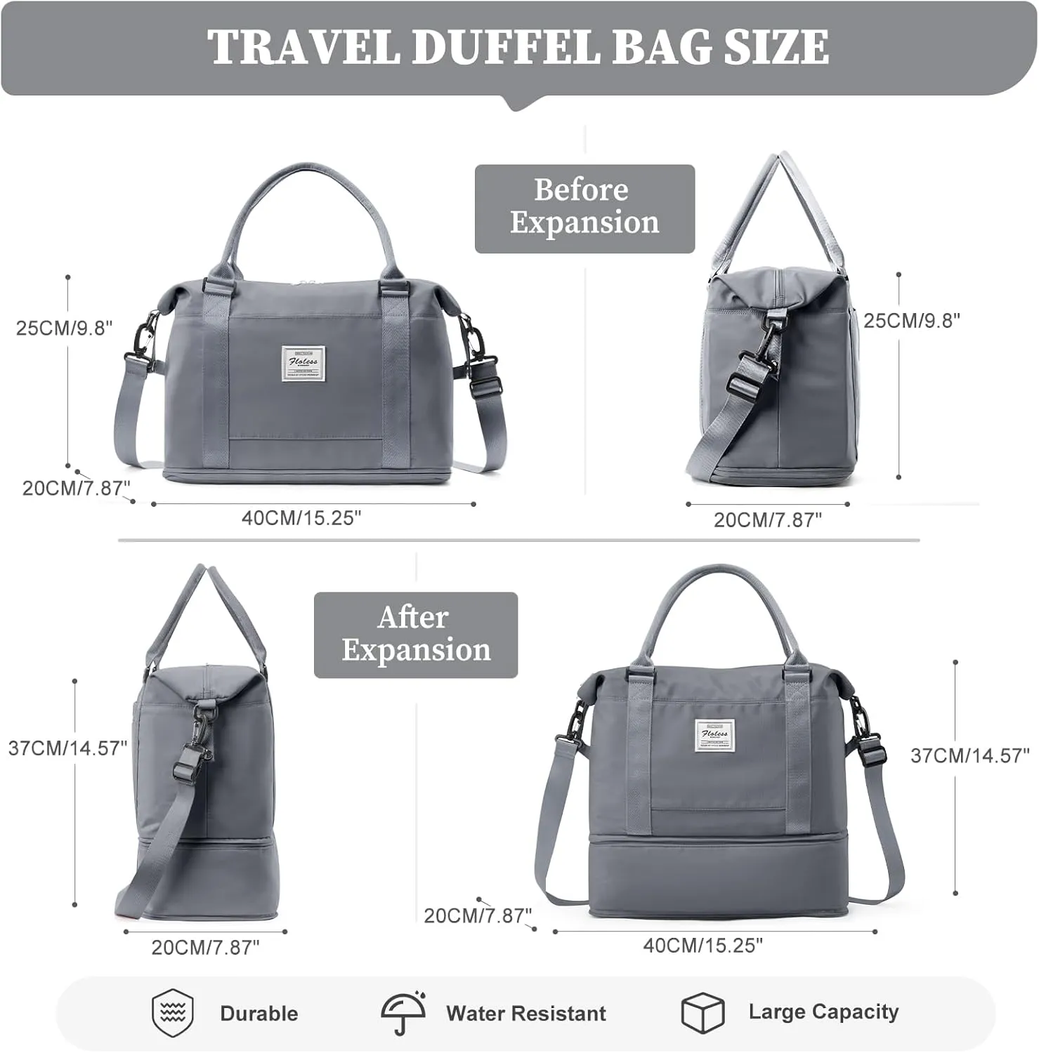Weekender Bags for Women,Personal Item Travel Bag,Overnight Travel Duffel Bag with Expandable Shoes Compartment & Wet Pocket