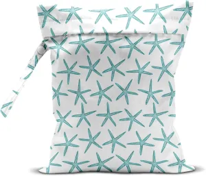 Wet Bag, Wet Dry Bag, Wet Bag for Swimsuit, Travel, Beach, Pool, Diapers, Dirty Yoga Gym Clothes, Makeup Bag, Waterproof Reusable Beach Bag Ocean Decor Starfish Sea Horse Anchor