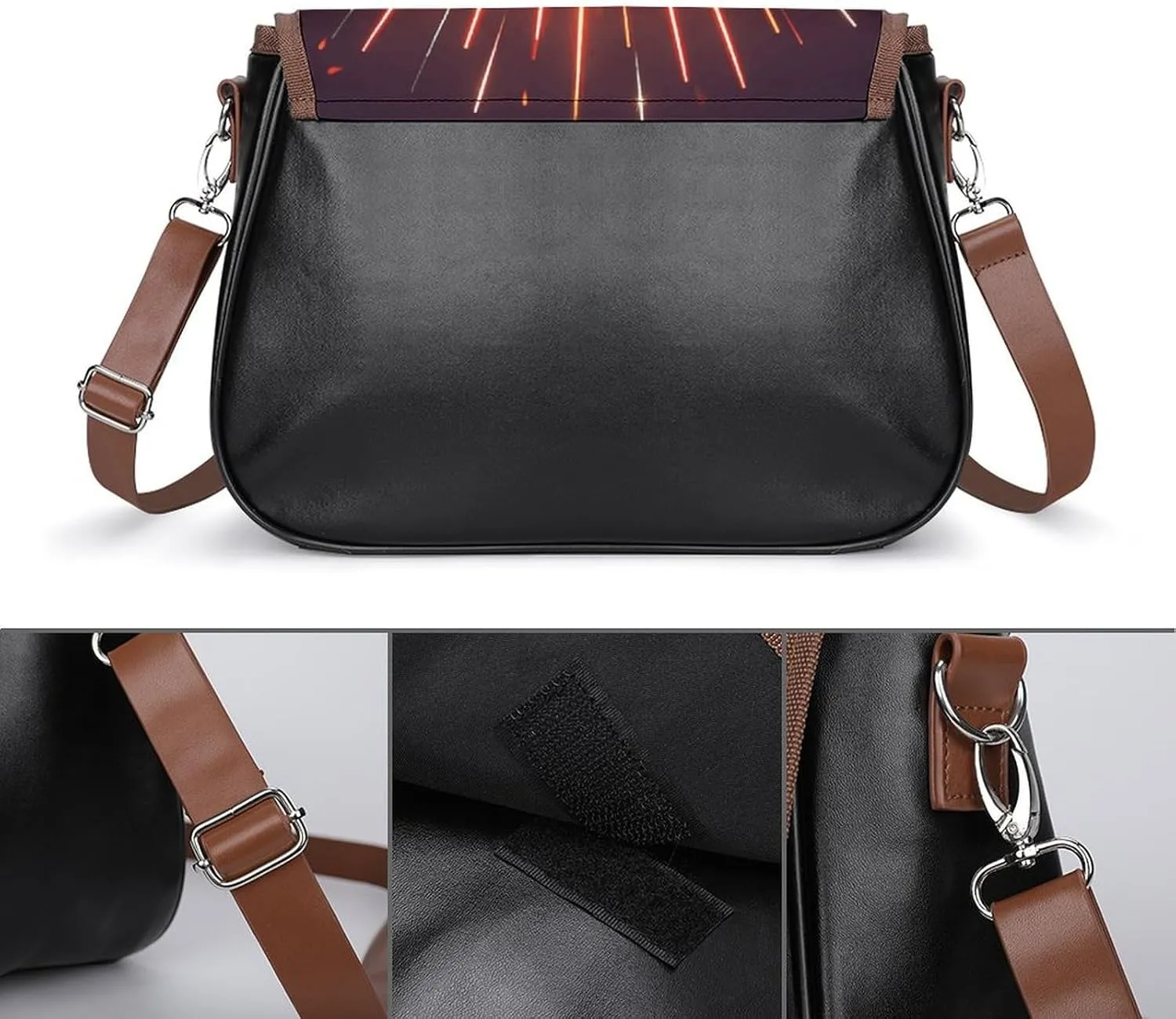 White Blooms Blue Butterflies Crossbody Bags for Women Travel Shoulder Bag Small Leather Cross Body Handbags