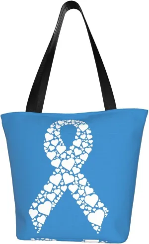 White Ribbon Lung Cancer Awareness Fashion Shoulder Bag Large Capacity For Man Or Woman
