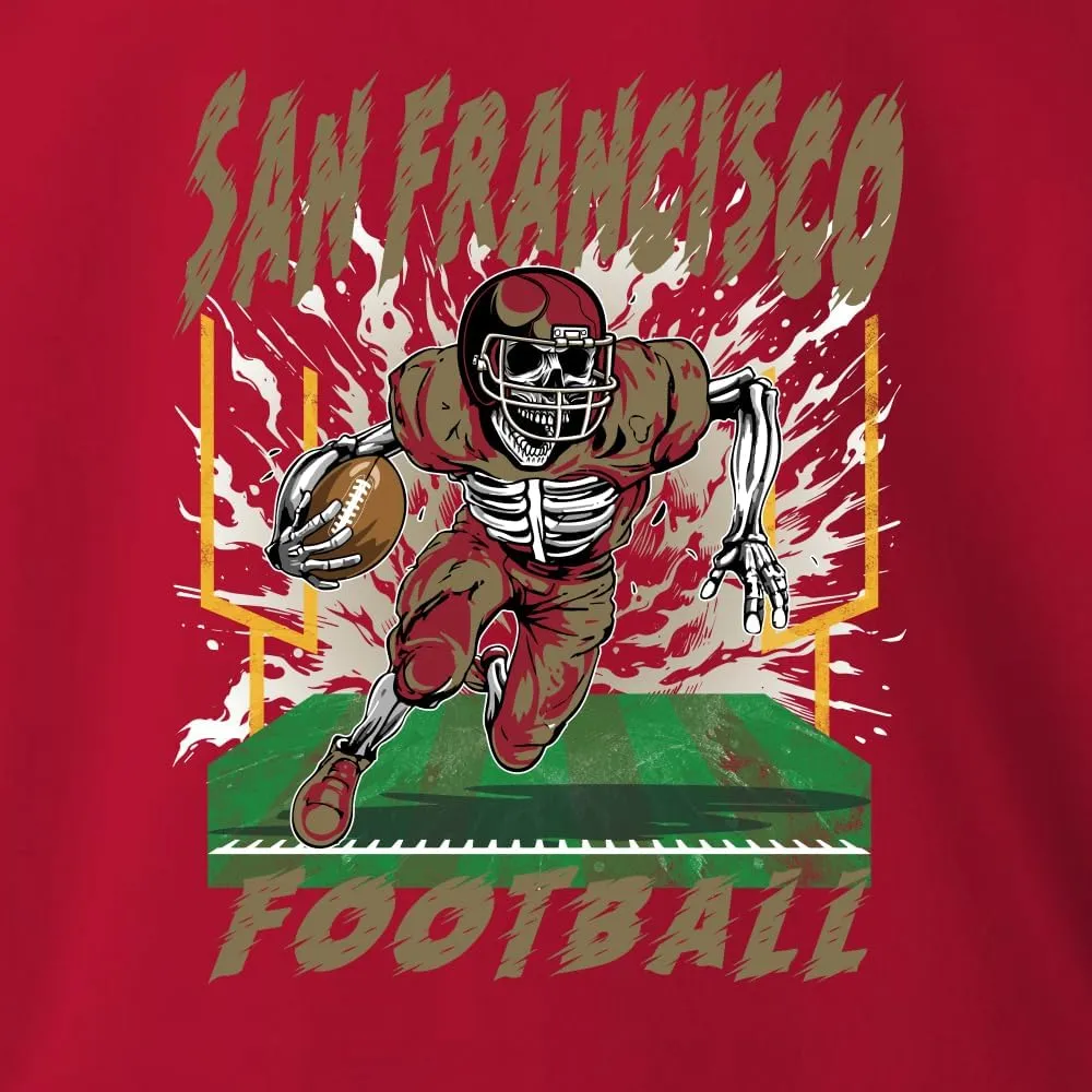 Wild Bobby American Football Cities Trendy Flaming Skeleton Skull | Fantasy Fan Streetwear Sports Unisex Crewneck Sweatshirt