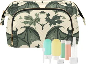 William Morris Green Bat Makeup Case Storage Bag Portable Cosmetic Bags For Purse for Travel Cosmetic cosmetiqueras para