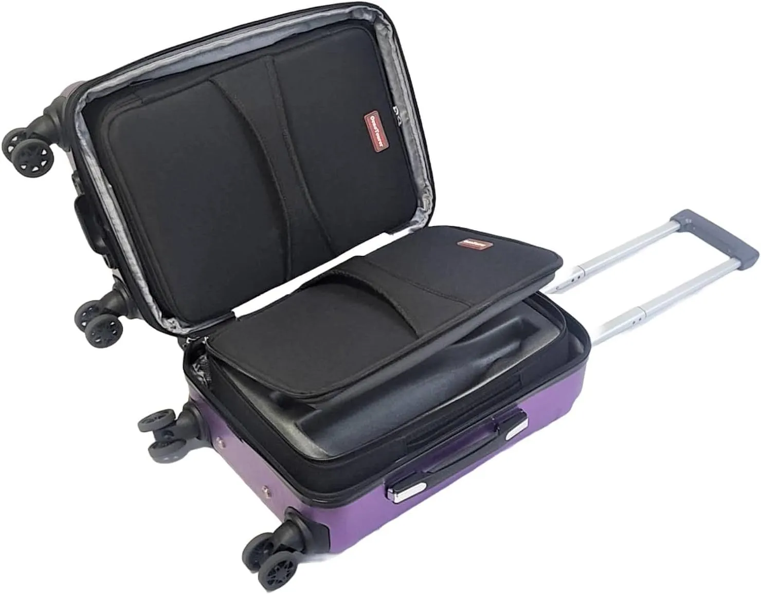 Wine Suitcase for 6 Bottles - Insulated Wine Bottle Holder for Travel and Airplane with Removable Wine Carrier Bag Inserts, Protects From up to 6 Feet (Purple)