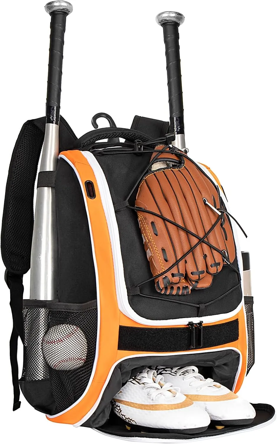 WOLT Youth Baseball Bag - Bat Backpack for Baseball, T-Ball & Softball Equipment & Gear, Bat & Glove Holder, Large Main Compartment for Helmet & accessories, Separate Shoes Compartment, Fence Hook