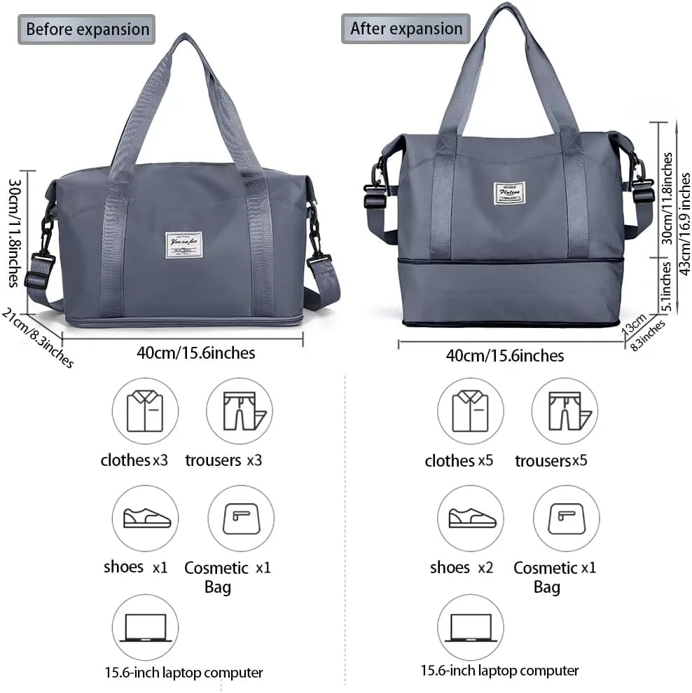 Women-Birthday Gifts Duffle Bag with.Expandable Compartment, Gifts for Personalized Girls Weekender Bag, Overnight for Women, Travel Bag with Makeup, Friend Bride Gifts(blue)