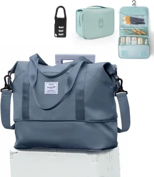 Women-Birthday Gifts Duffle Bag with.Expandable Compartment, Gifts for Personalized Girls Weekender Bag, Overnight for Women, Travel Bag with Makeup, Friend Bride Gifts(blue)