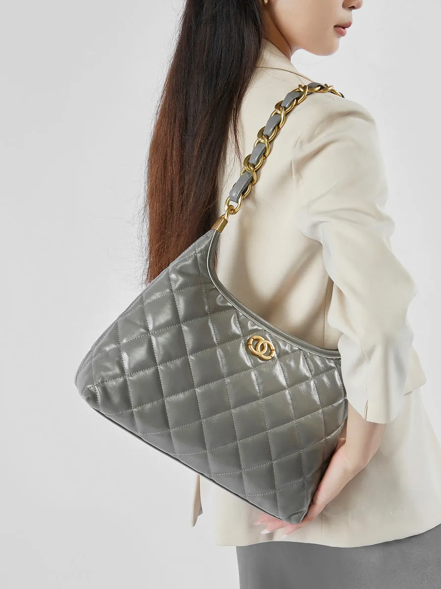 Women Fashion Quilted Leather Chain Shoulder Bag