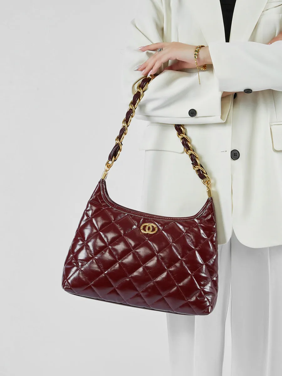 Women Fashion Quilted Leather Chain Shoulder Bag