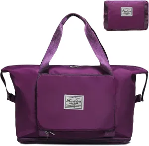 Women Gym Duffel Bags Expandable Luggage Tote Bag,Weekender Carry On Overnight Bags with Trolley Sleeve Wet Pocket Hospital Bag for Labor and Delivery Deep Purple