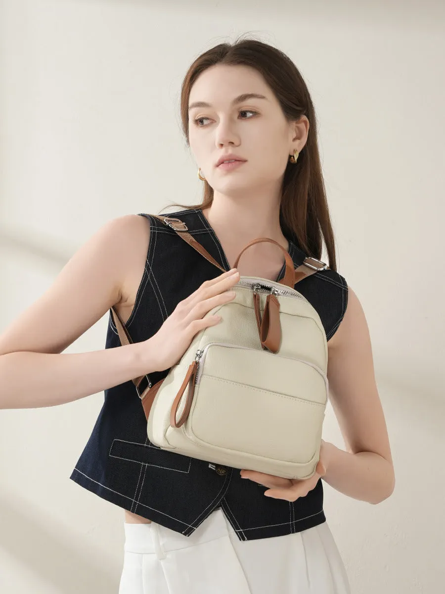Women Minimalism Fashion Cowhide Casual Backpack