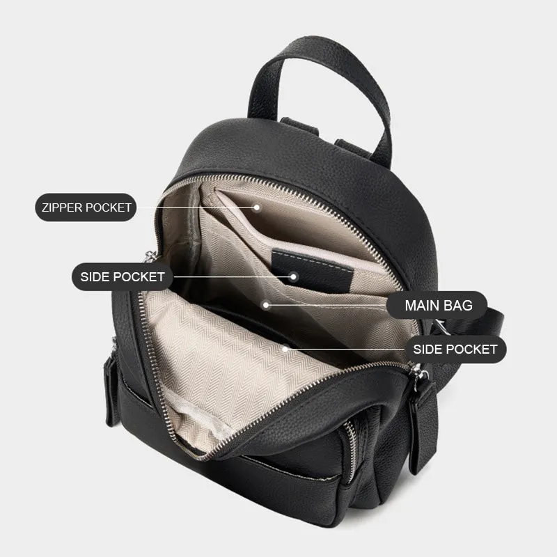 Women Minimalism Fashion Cowhide Casual Backpack