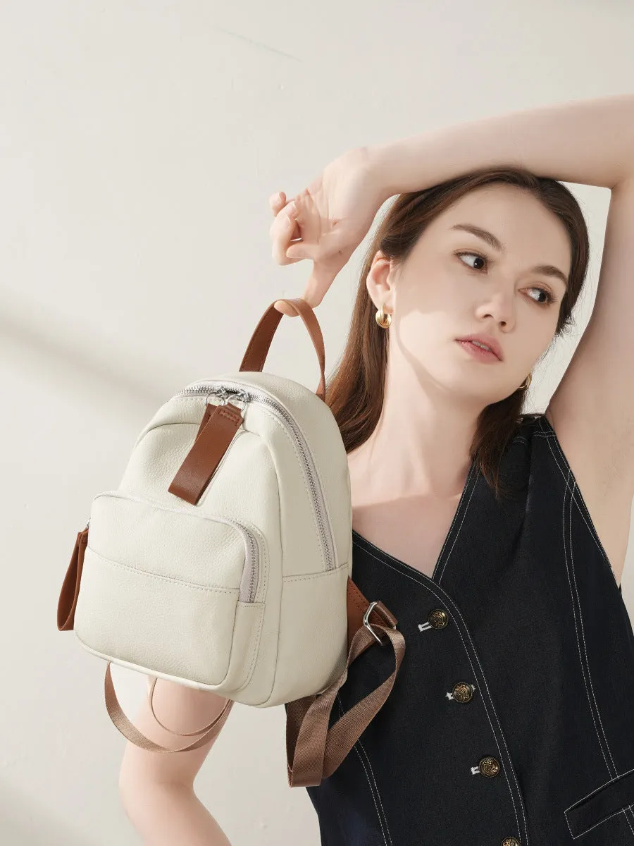 Women Minimalism Fashion Cowhide Casual Backpack