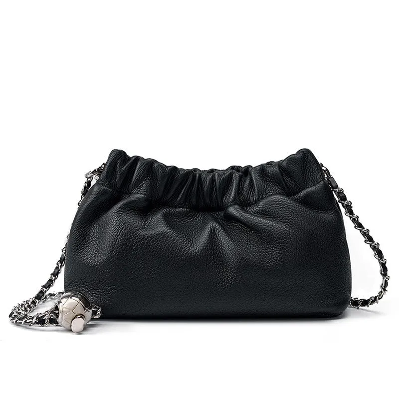 Women Minimalist Soft Leather Chain Strap Cross Body Bag