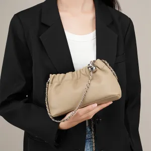 Women Minimalist Soft Leather Chain Strap Cross Body Bag
