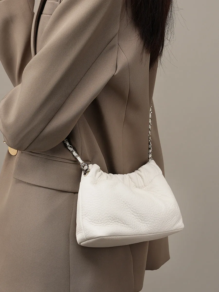 Women Minimalist Soft Leather Chain Strap Cross Body Bag