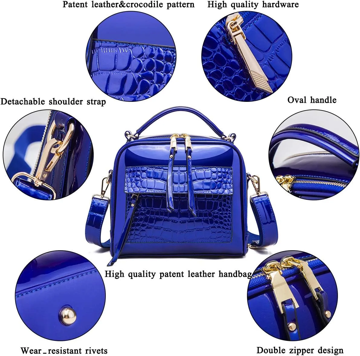 Women Patent Leather Handbag and Purses PU Satchels Shoulder Bags Crossbody Bags