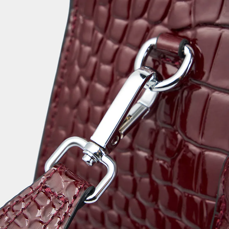 Women Retro Embossed Leather Work Tote Bag Purse