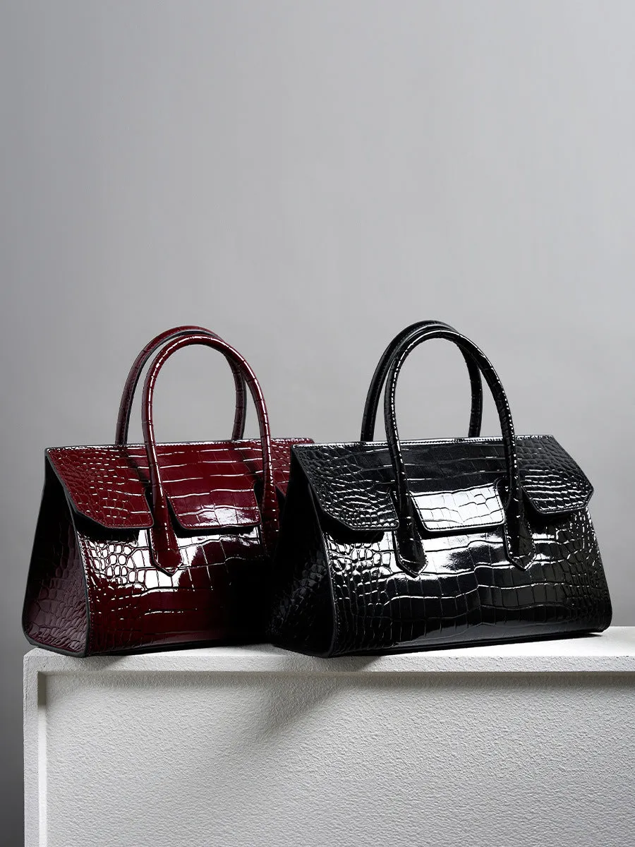 Women Retro Embossed Leather Work Tote Bag Purse