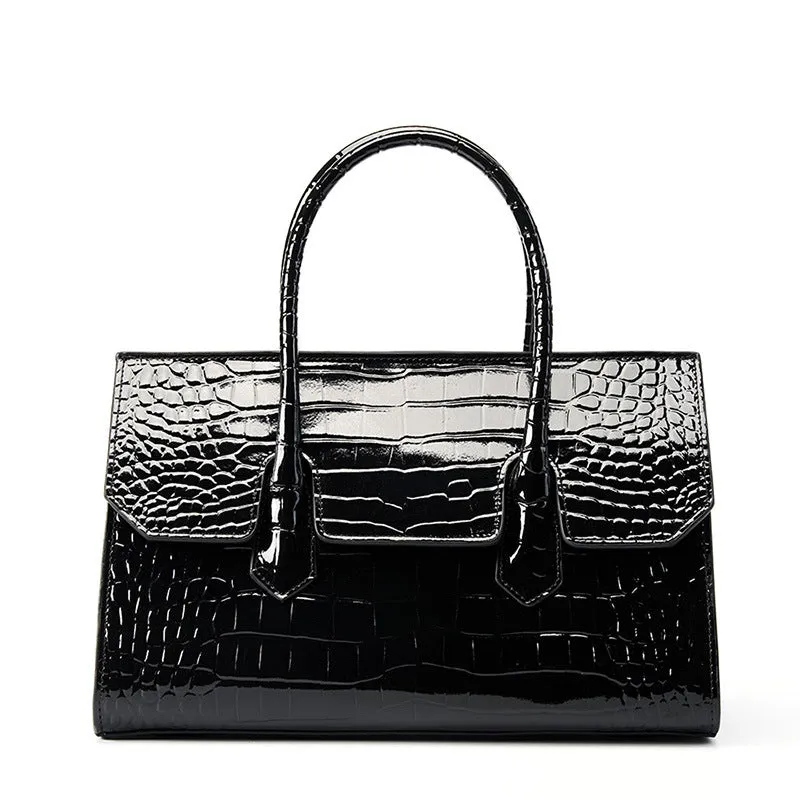 Women Retro Embossed Leather Work Tote Bag Purse