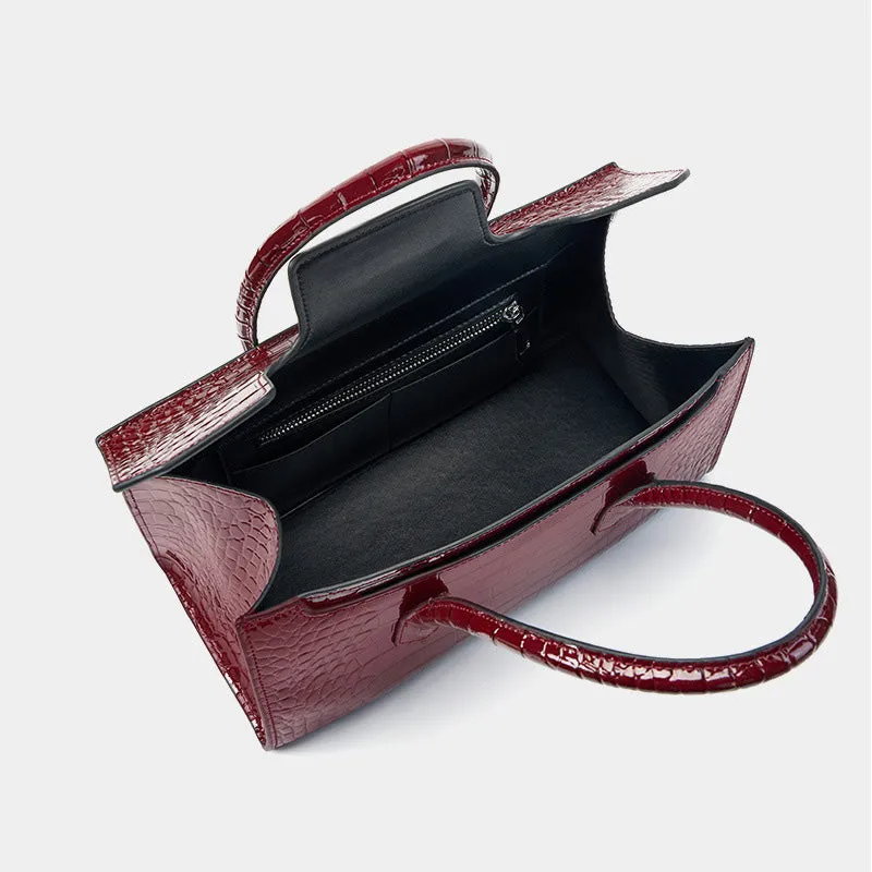 Women Retro Embossed Leather Work Tote Bag Purse