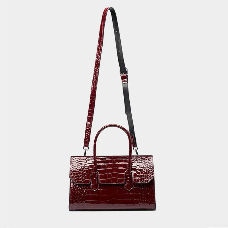 Women Retro Embossed Leather Work Tote Bag Purse
