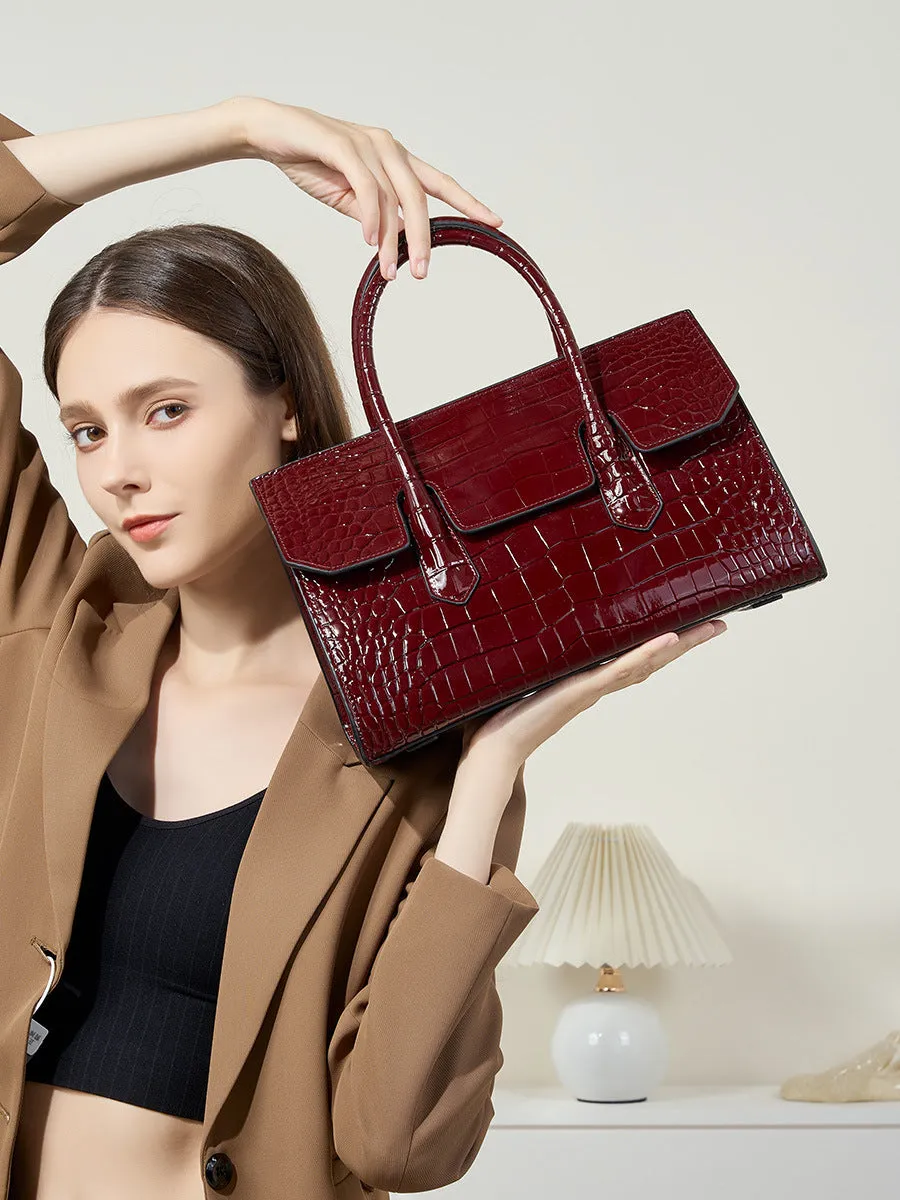 Women Retro Embossed Leather Work Tote Bag Purse