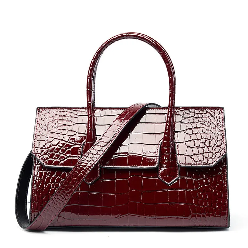 Women Retro Embossed Leather Work Tote Bag Purse
