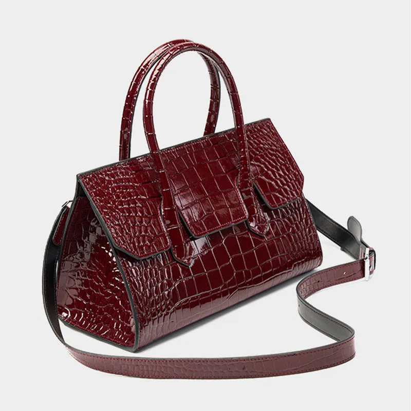 Women Retro Embossed Leather Work Tote Bag Purse