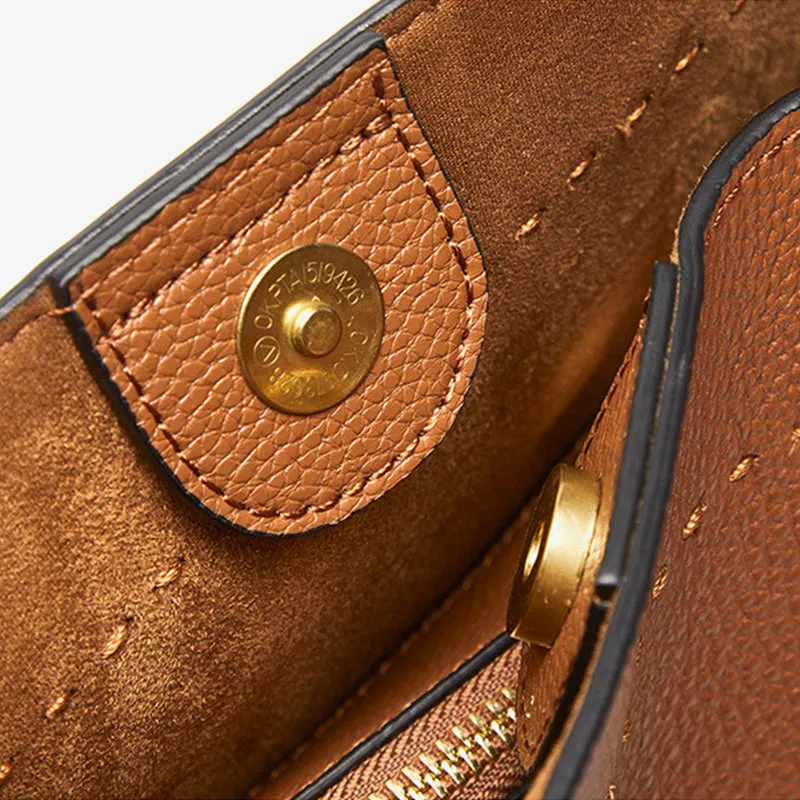 Women Retro Minimalist Leather Bucket Shoulder Bag
