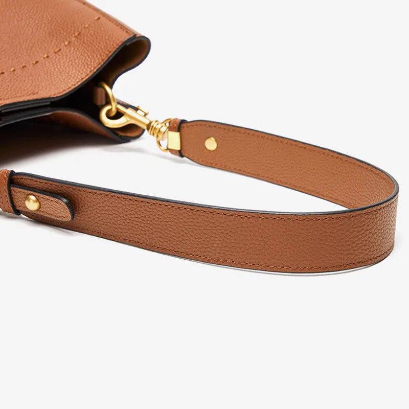 Women Retro Minimalist Leather Bucket Shoulder Bag