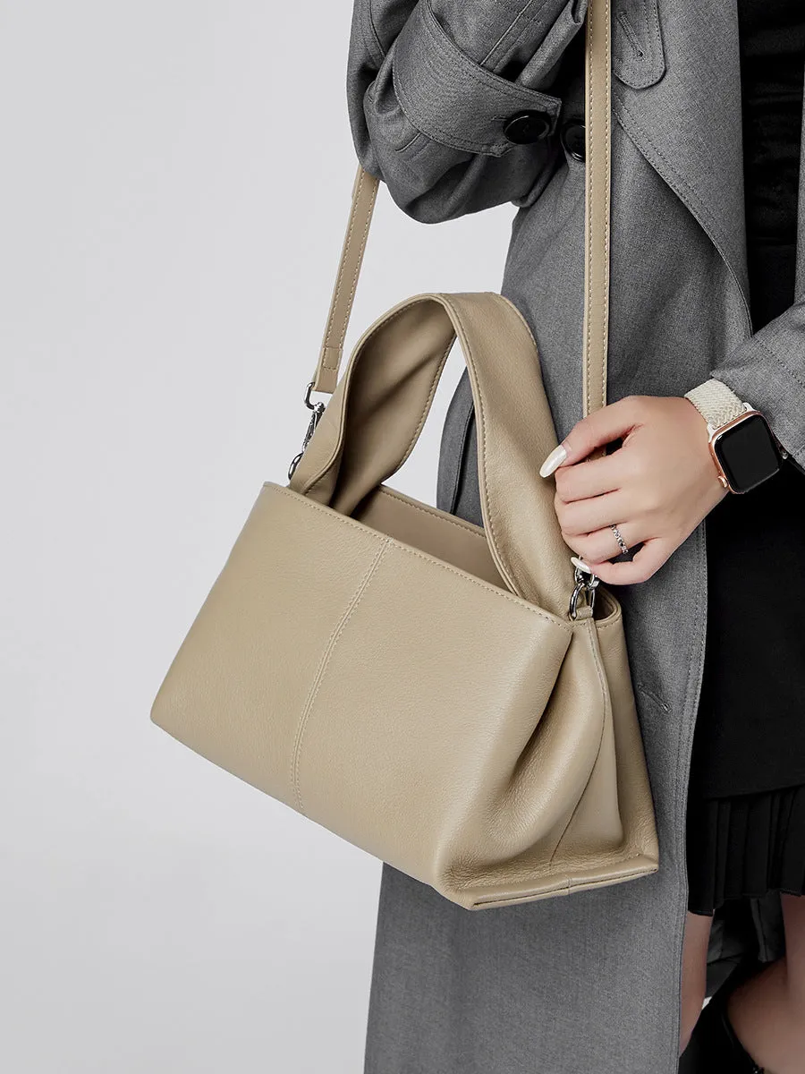 Women Simple Solid Leather Cross Body Purse