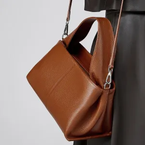 Women Simple Solid Leather Cross Body Purse