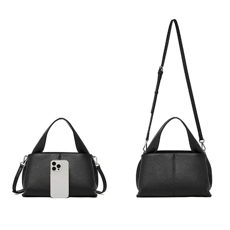 Women Simple Solid Leather Cross Body Purse