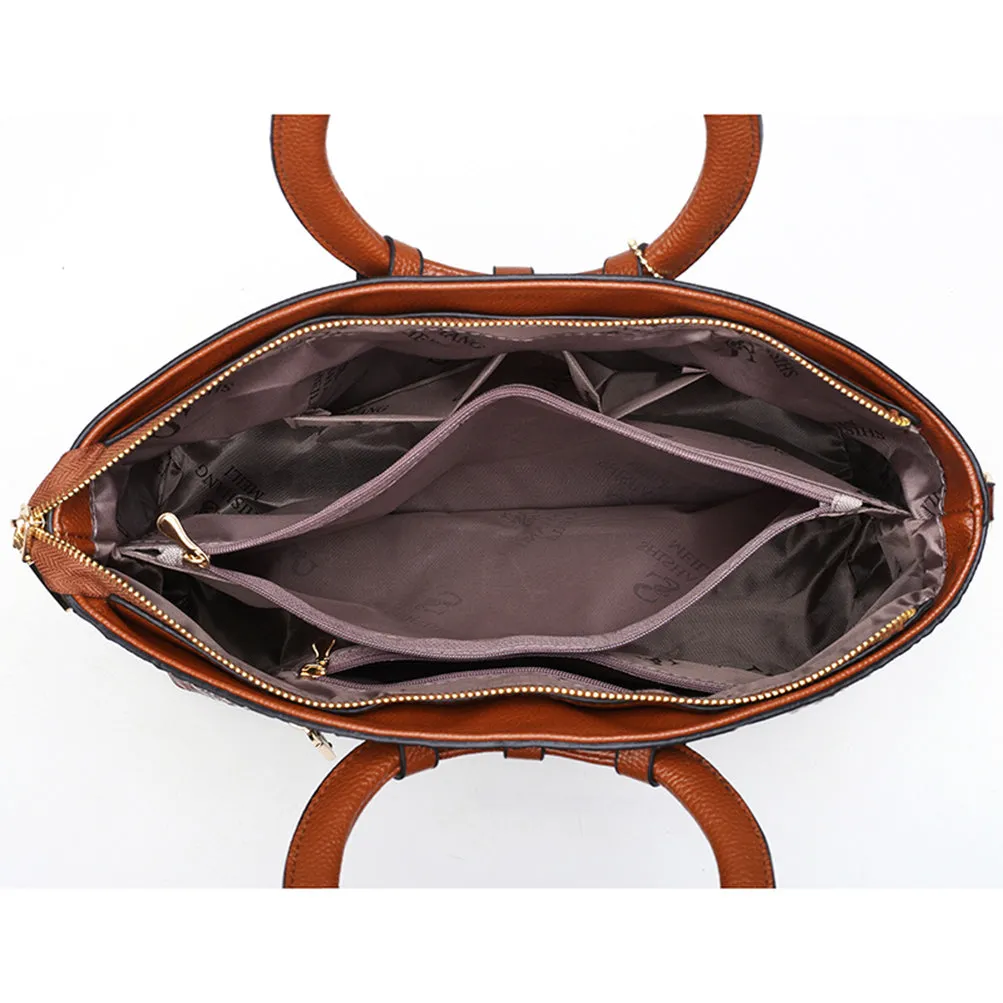 Women Tote Retro Coffee Shoulder Bag Crocodile Leather Handbag