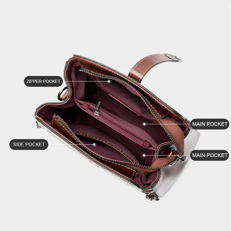 Women Vintage Leather Casual Satchel Bag