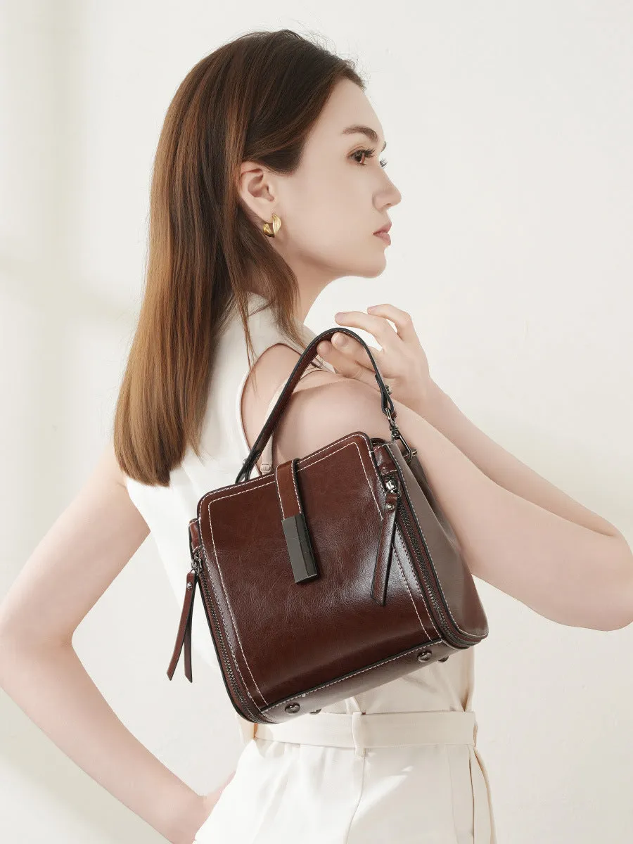 Women Vintage Leather Casual Satchel Bag