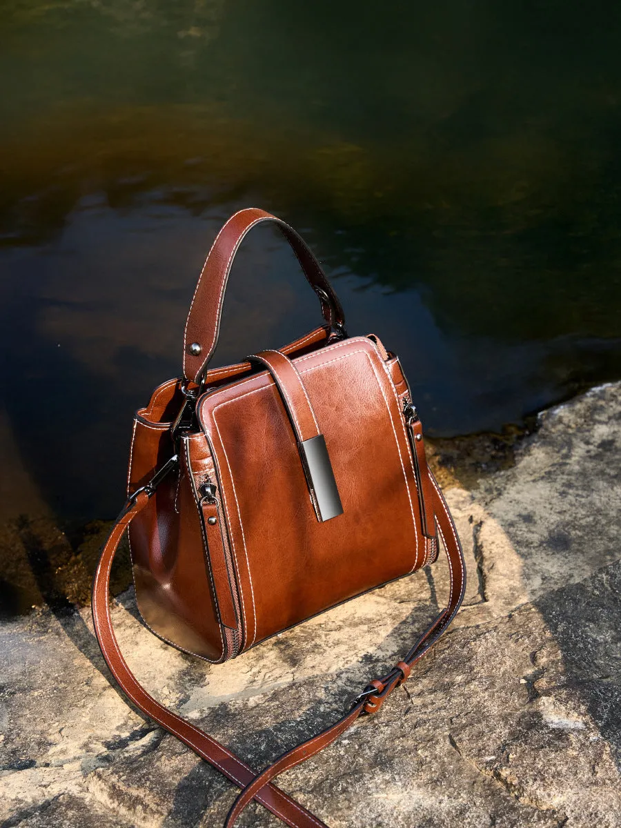 Women Vintage Leather Casual Satchel Bag