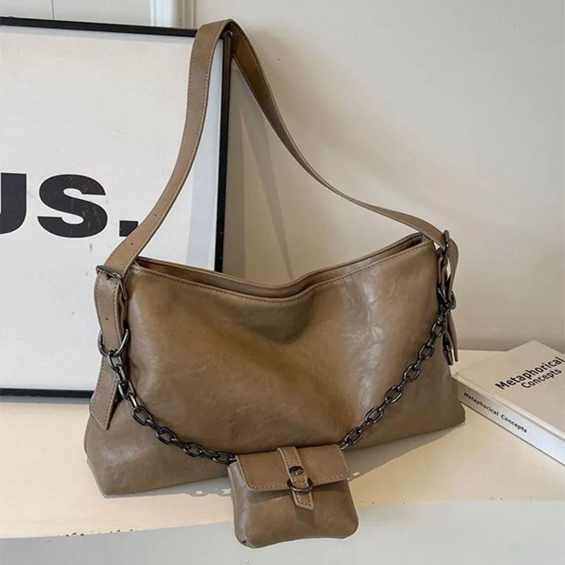 Women's Bags With Small Wallet Fashion Retro Chain Shoulder Bag