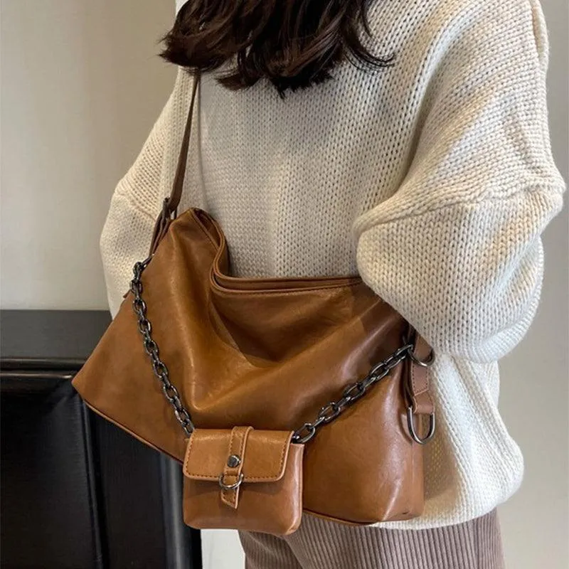 Women's Bags With Small Wallet Fashion Retro Chain Shoulder Bag