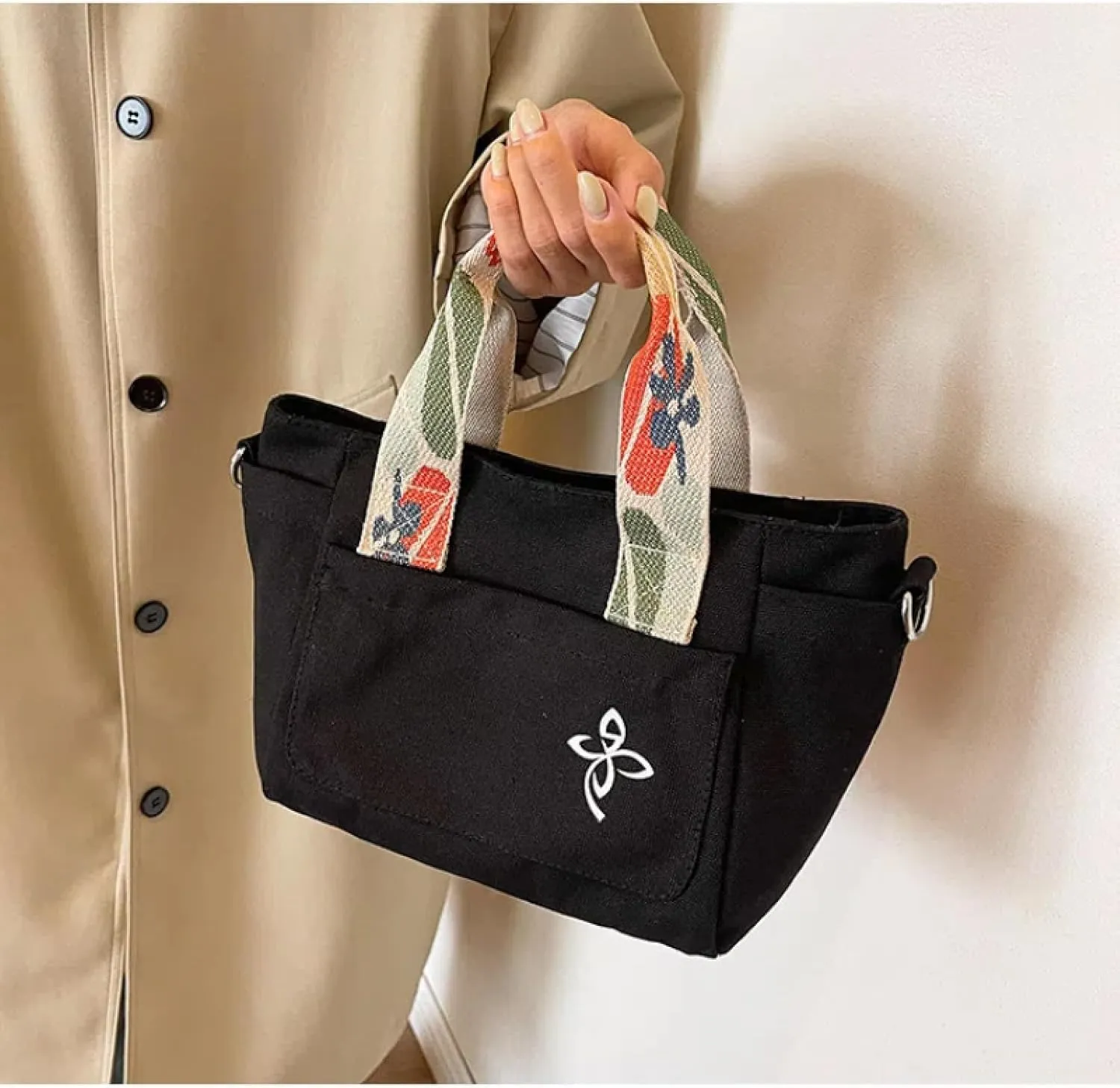 Women's Casual Multi Pocket Small Canvas Bag Single Shoulder Crossbody Bag for Commuting, Shopping and Yoga Practice