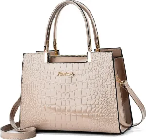 Women's Crocodile Skin Patterned Shoulder Bag, Laptop Bag with Large Capacity, Versatile Briefcase