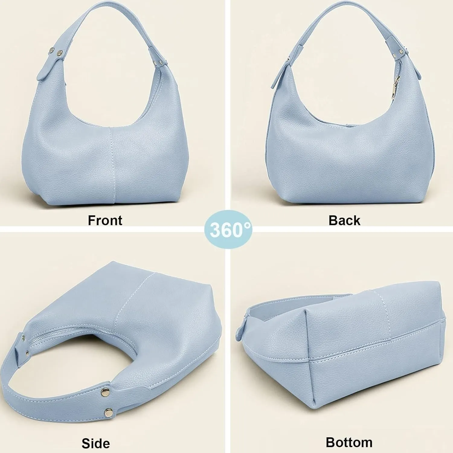 Women's Vintage-Style Hobo Bag Ethical Vegan Leather Tote with Shoulder & Clutch Wear Options