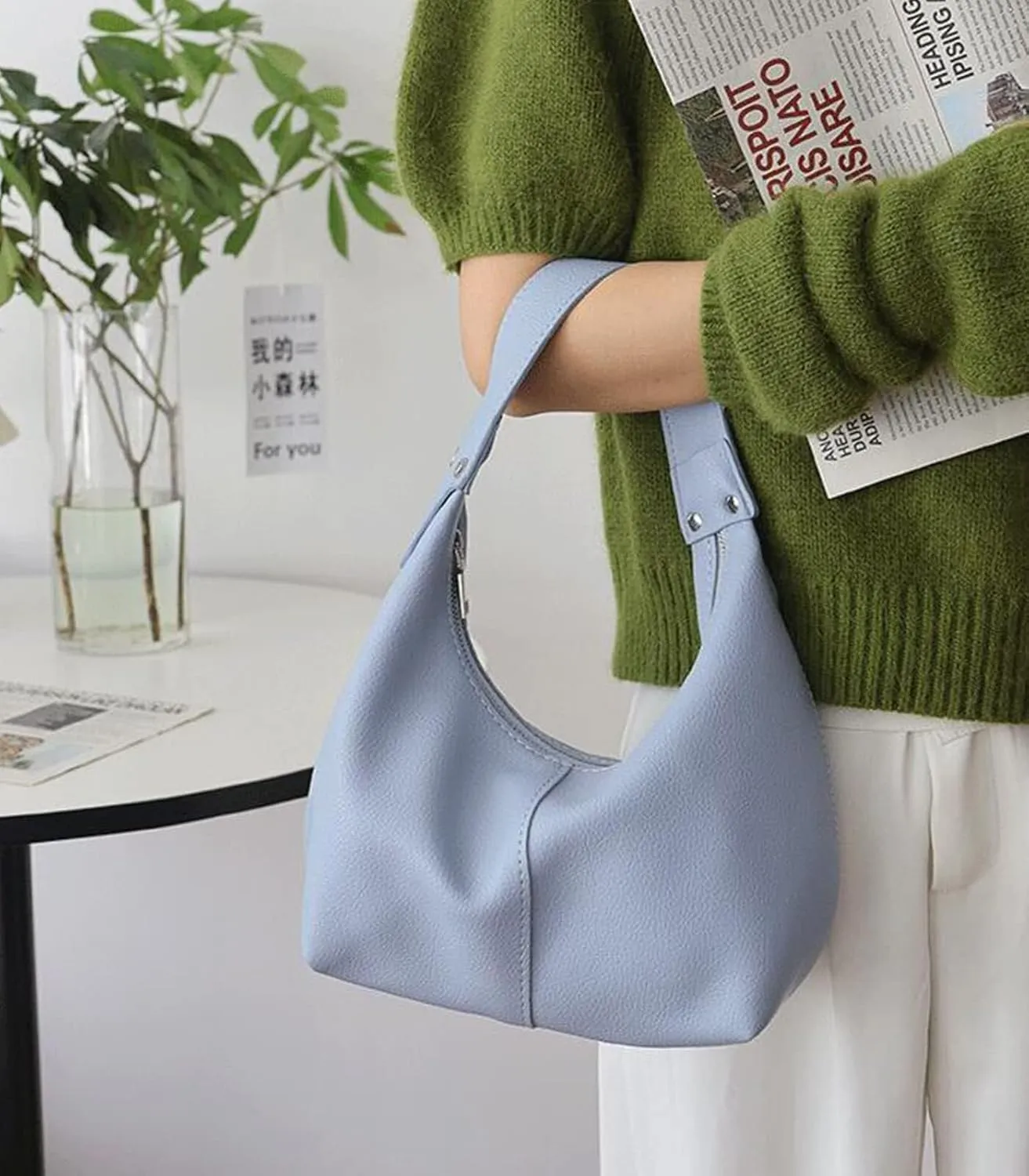 Women's Vintage-Style Hobo Bag Ethical Vegan Leather Tote with Shoulder & Clutch Wear Options
